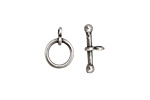 Antique Silver (plated) Simple Toggle Clasp 14x10mm, 17mm bar