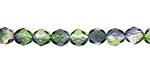 Czech Fire Polished Glass Dual Coated Blueberry/Green Tea Round 6mm