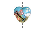 Grace Lampwork Purple Dragonfly w/ Orange Flora Heart 19-20mm