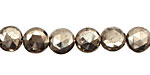 Golden Pyrite (silver tone) Faceted Puff Coin 8.5-9mm