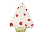 Jangles Ceramic White w/ Red Dot Tree Pendant 28x35mm