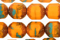 Czech Glass Bronzed Mardi Gras Faceted Barrel 10x9mm