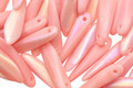 Czech Glass Shimmer Strawberries & Cream (matte) Dagger 5x15mm