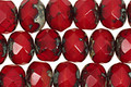 Czech Glass Siam Ruby Picasso Fire Polished Rondelle 6x9mm