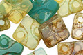Czech Glass Aloe Dotted Square 10mm