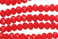 Coral Red Crystal Faceted Rondelle 4mm