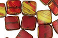 Czech Glass Pimento Olive Square 9mm