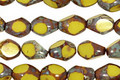 Czech Glass Chartreuse Picasso Table Cut Rice 8x5mm