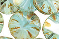 Czech Glass Peruvian Opal Flower Window Coin 18mm
