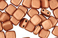 Czech Glass Matte Metallic Copper 2-Hole Tile 6mm