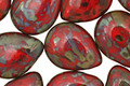 Czech Glass Opaque Red Picasso Teardrop 12x16mm
