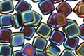 Czech Glass Iris Blue 2-Hole Tile 6mm