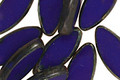 Czech Glass Navy Picasso Horse Eye 18x8mm
