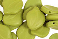 Czech Glass Wasabi Green (matte) Curved Leaf 12x14mm