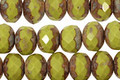 Czech Glass Pistachio Picasso Fire Polished Rondelle 6x9mm