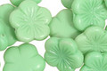 Czech Glass Apple Green (matte) 5 Petal Daisy 14mm
