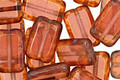 Czech Glass Milky Translucent Pink Picasso Rectangle 12x8mm