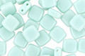 Czech Glass Opaque Pale Turquoise 2-Hole Tile 6mm