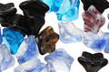Czech Glass Black & Blue 5 Point Bellflower 6x9mm