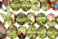 Czech Glass Metallic Pickle Juice Fire Polished Rondelle 4x5mm
