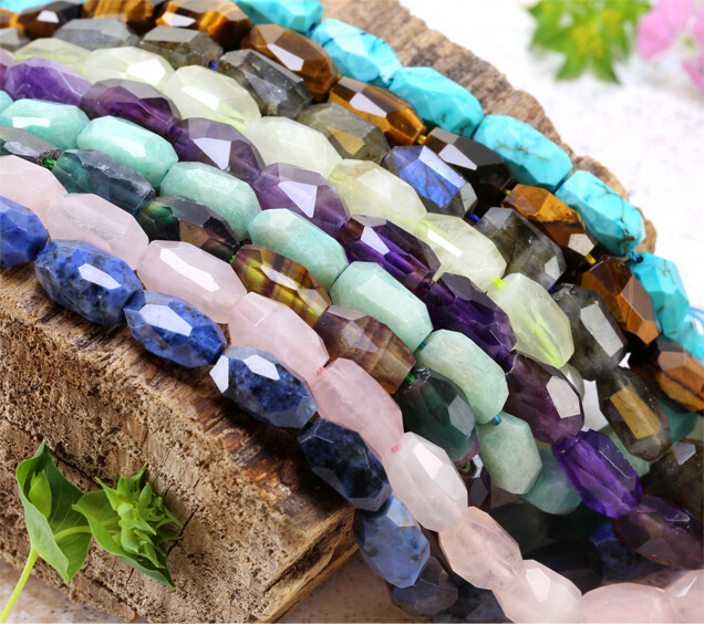 Gemstone Microfaceted Long Nuggets
