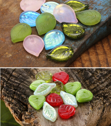 Czech glass leaves