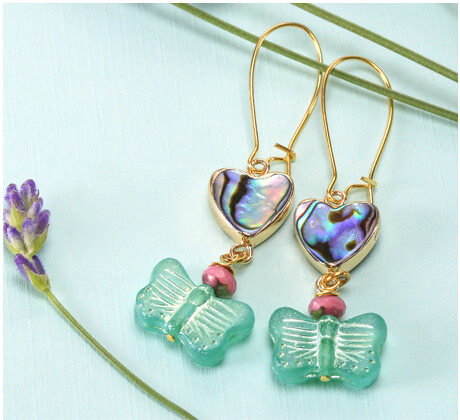 Czech glass butterfly earrings