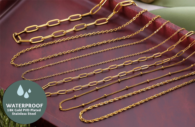 Waterproof Stainless Steel Finished Necklaces with Extenders