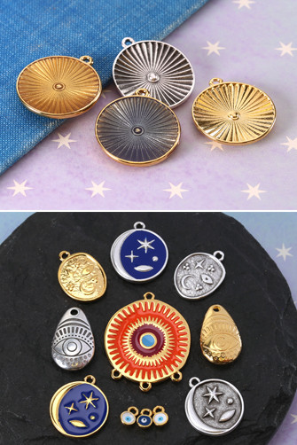 Celestial pendants and evil eye charms