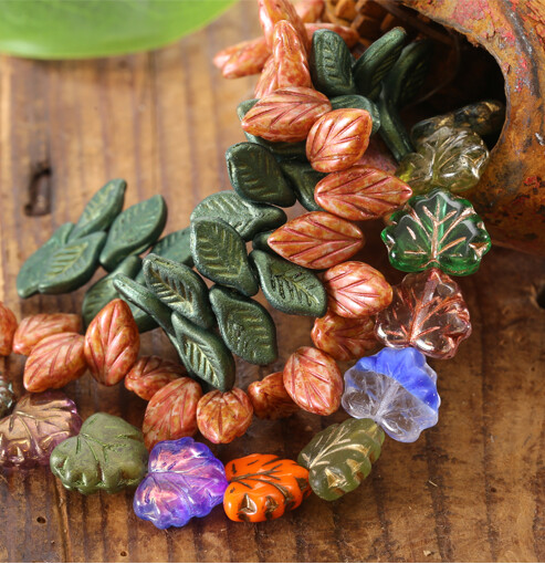 Czech glass leaves