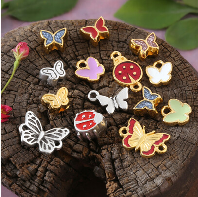 Enamel butterfly beads and charms