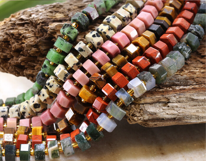 Microfaceted Hexagon Heishi Gemstones