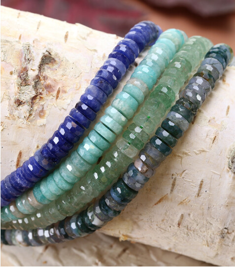 Microfaceted Heishi Gemstones