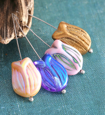 Czech glass tulip beads