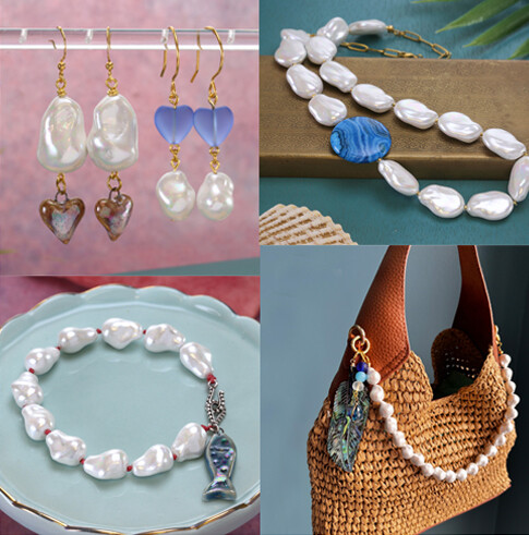 Baroque-style shell pearl jewelry