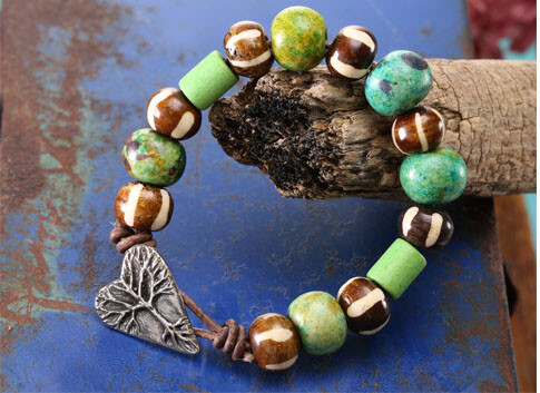 Mykonos Ceramic Leather Cord Bracelet