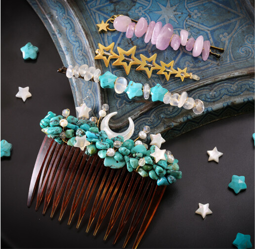 Celestial Gemstone Hair Clips