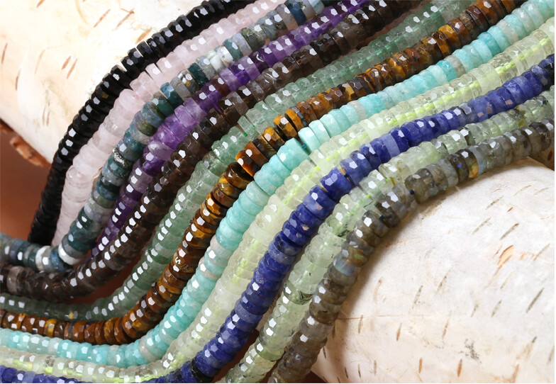 Microfaceted Heishi Gemstones