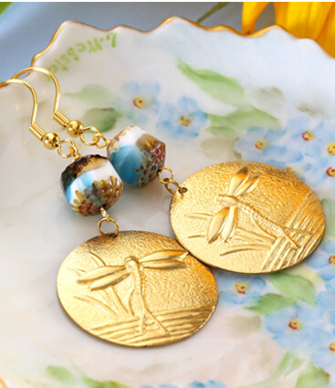 Vintaj brass dragonfly earrings