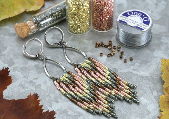 Miyuki Delica seed bead fringe earrings