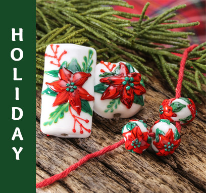 Grace Lampwork Poinsettia Beads