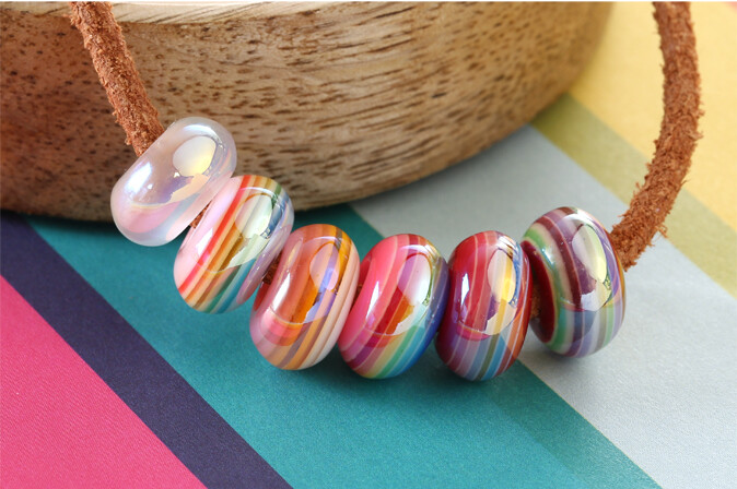 Resin Rainbow Large Hole Rondelles