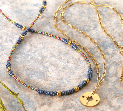 Miyuki spacer and stainless steel necklace