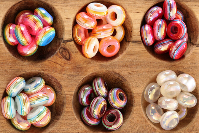 Resin Rainbow Large Hole Rondelles