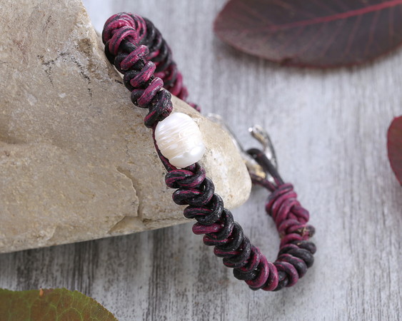 Black Orchid Leather Bracelet