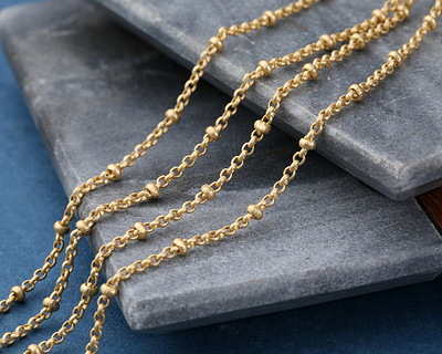 Satin Hamilton Gold (plated) Rollo Satellite Chain 25' spool
