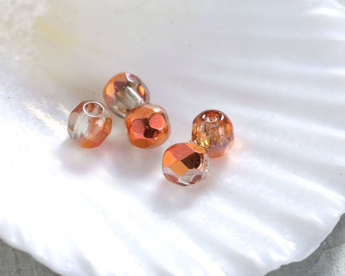 Czech Glass Crystal w/ Copper AB Fire Polished Round 3mm