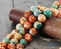 Copper Red & Sage Agate Round 10mm