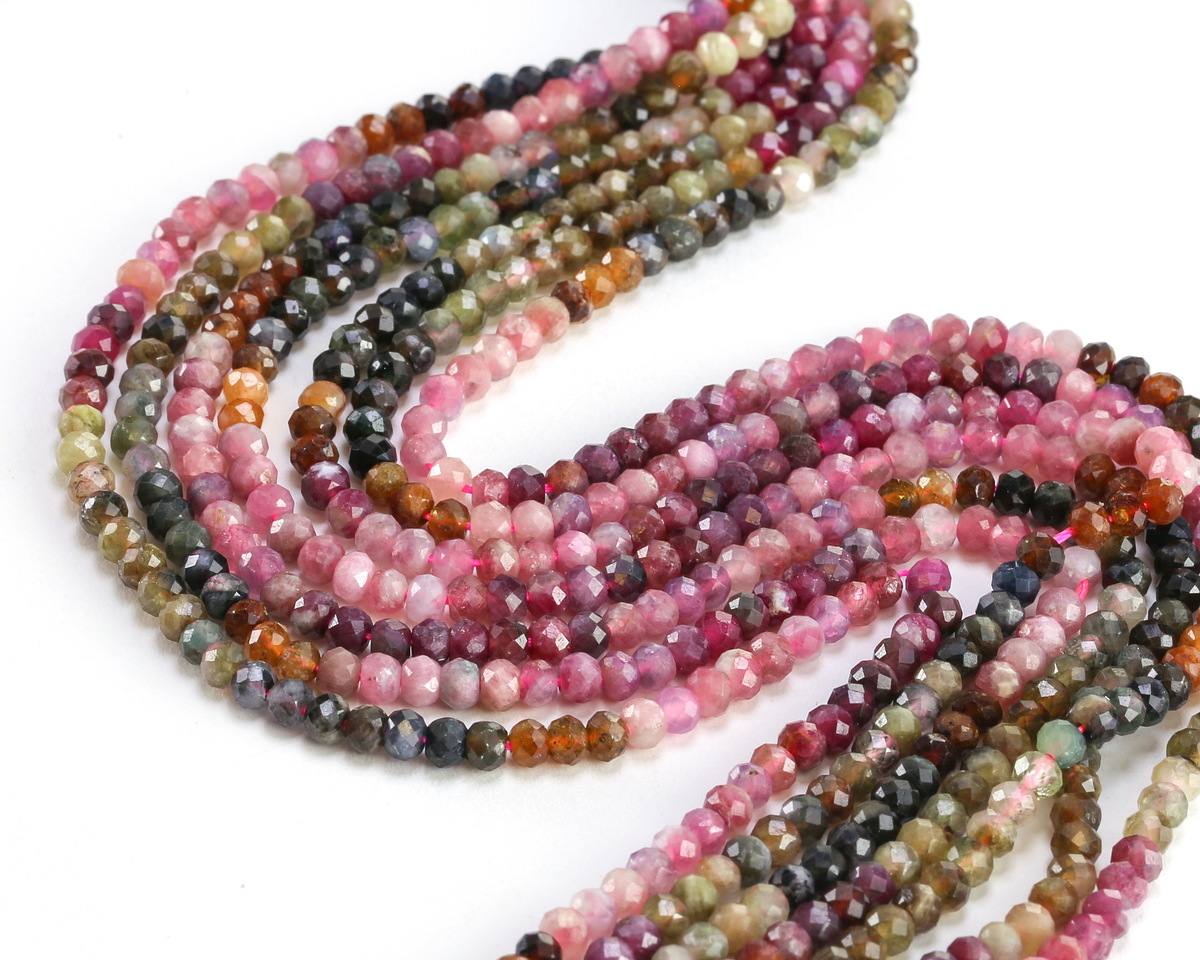 Tourmaline (Ombré) Faceted Rondelle 3x4mm
