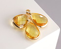 Yellow Crystal Teardrop in Gold Finish Bezel 10.5x18mm
